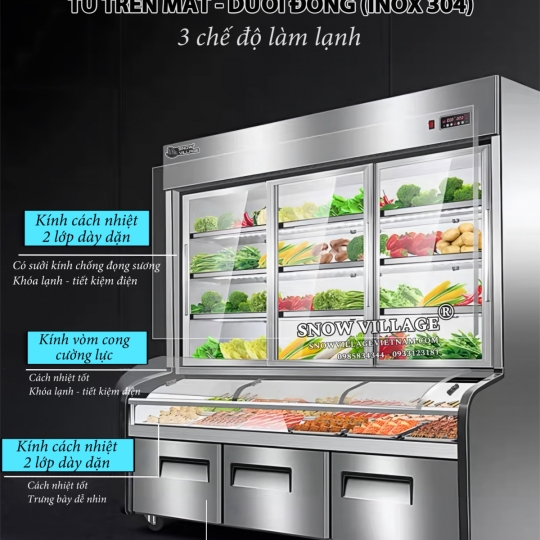 Tủ trên mát dưới đông 3 chế độ cao cấp DC-1800FY