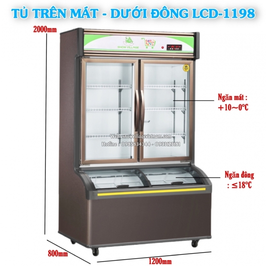 Tủ trưng bày trên mát-dưới đông cao cấp LCD-1198