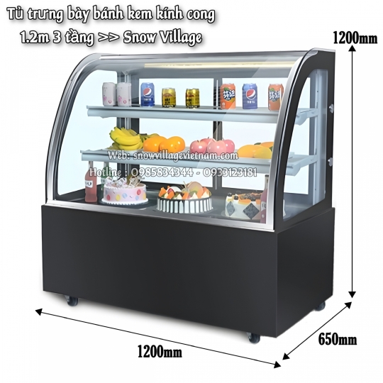 Tủ bánh kính cong 3 tầng 1.2m GB-300-4L