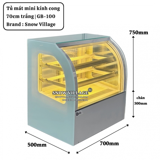 Tủ mát mini kính cong 70cm trắng GB-100