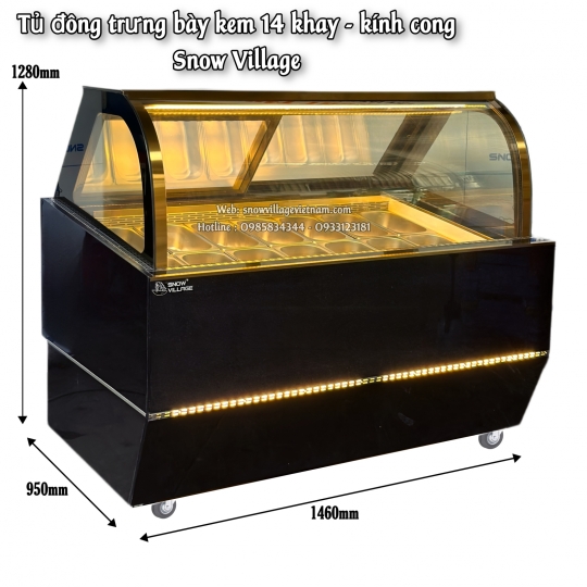 Tủ trưng bày kem tươi 14 khay kính cong BL-1.4