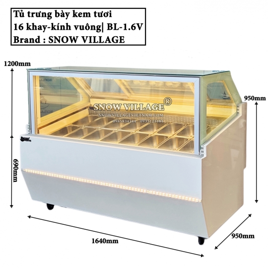 Tủ đông trưng bày kem 16 khay BL-1.6V