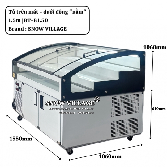 Tủ trên mát dưới đông nằm 1.5m BT-B1.5D