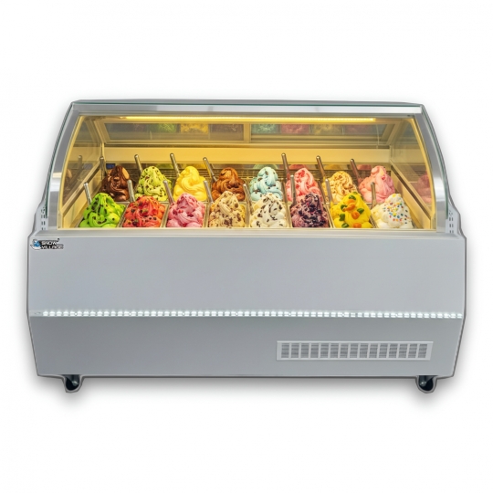 Tủ trưng bày kem kính cong 16 khay BL-1.6