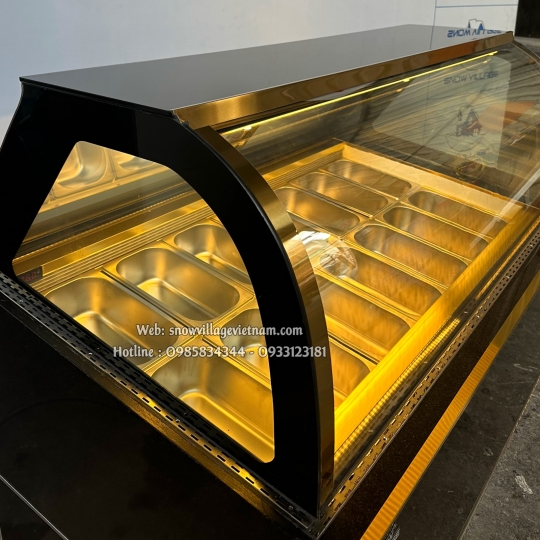 Tủ trưng bày kem tươi 14 khay kính cong BL-1.4