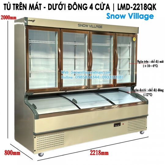 Tủ trên mát dưới đông siêu thị LMD-2218QK