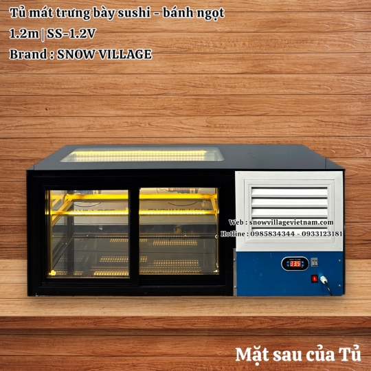 Tủ mát trưng bày sushi - bánh ngọt 1.2m SS-1.2V