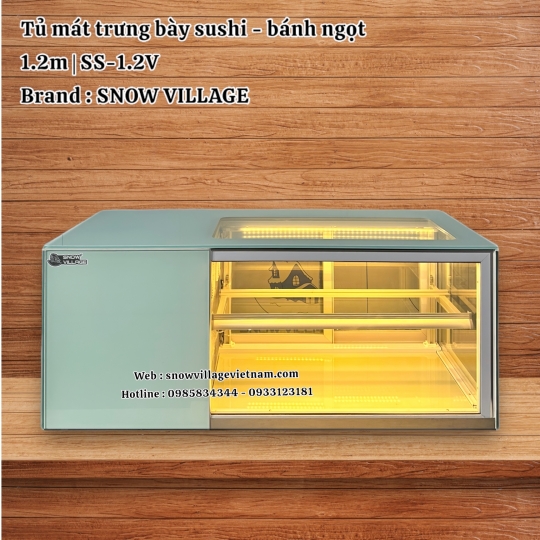 Tủ mát trưng bày sushi - bánh ngọt 1.2m SS-1.2V