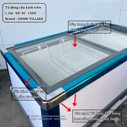 Tủ đông trưng bày cửa trên 1.3m SD/SC-1300