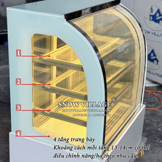 Tủ mát mini kính cong để quầy bar 4 tầng GB-100.Z4