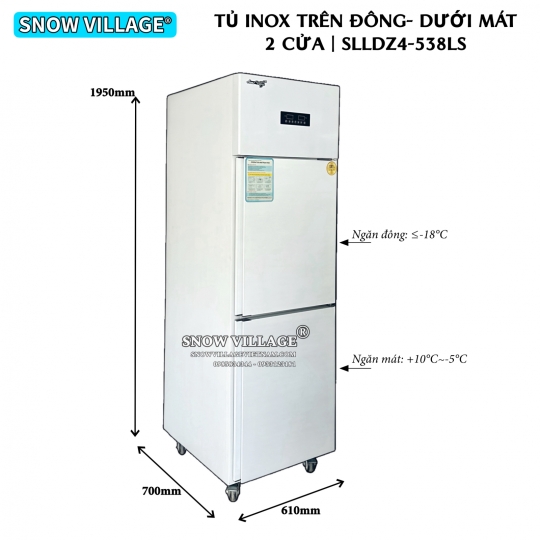 Tủ đông 2 cánh inox 2 chế độ SLLDZ4-538LS