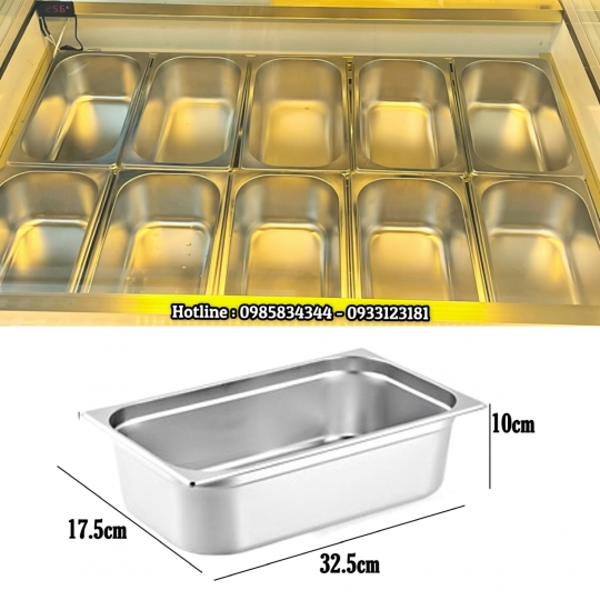 Tủ đông trưng bày kem  kính cong 10 khay BL-1.0