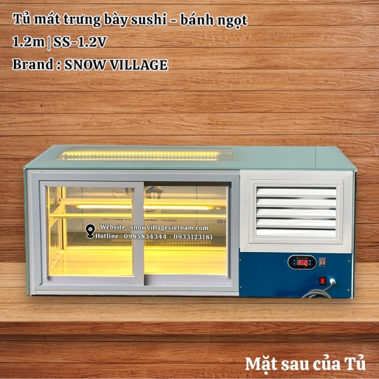 Tủ mát trưng bày sushi - bánh ngọt 1.2m SS-1.2V