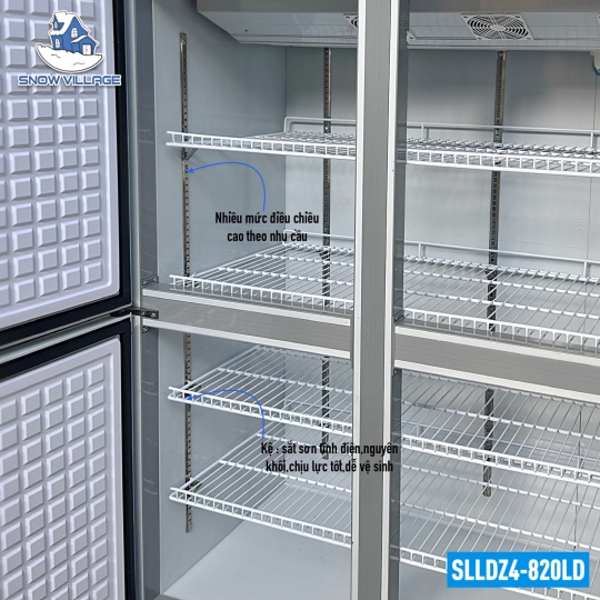 Tủ đông 4 cánh inox quạt lạnh SLLDZ4-820LD