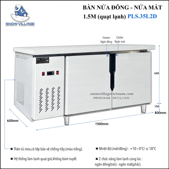 Bàn nửa đông - nửa mát quạt lạnh 1.5m PLS.35L2D