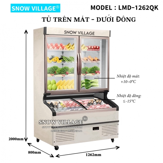 Tủ trên mát dưới đông siêu thị LMD-1262QK