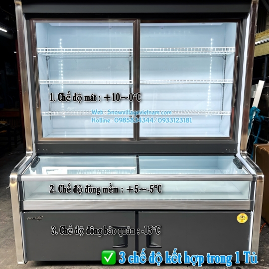 Tủ trên mát dưới đông 3 chế độ 1.6m DC-1600HY