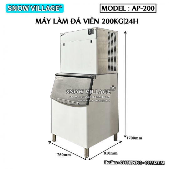 Máy làm đá viên 200kg/24h AP-200 (quạt lạnh)