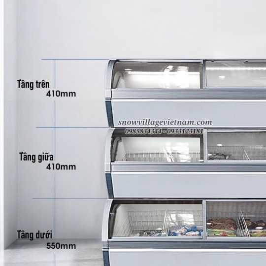 Tủ trưng bày kem 3 tầng 1.2m BJL-12