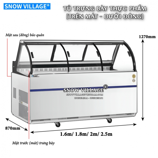 Tủ trưng bày thịt tươi trên mát-dưới đông SC-1.6 2T