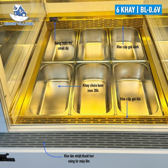 Tủ trưng bày kem tươi 6 khay BL-0.6V