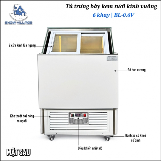 Tủ trưng bày kem tươi 6 khay BL-0.6V