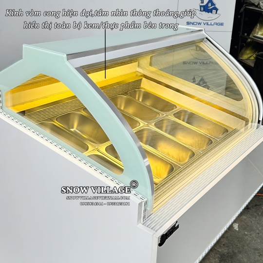 Tủ đông trưng bày kem  kính cong 10 khay BL-1.0