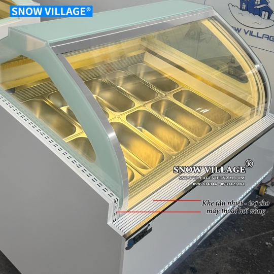 Tủ đông trưng bày kem  kính cong 10 khay BL-1.0