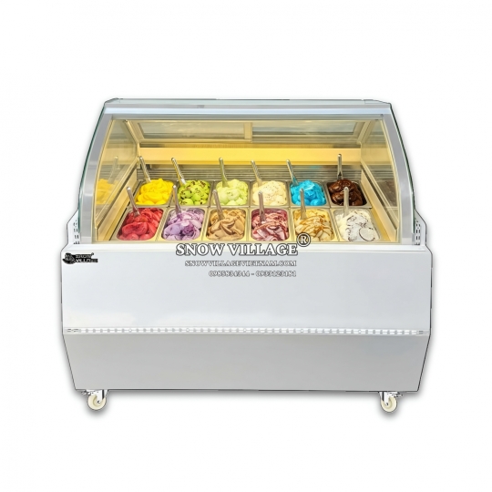 Tủ đông trưng bày kem kính cong 12 khay BL-1.2