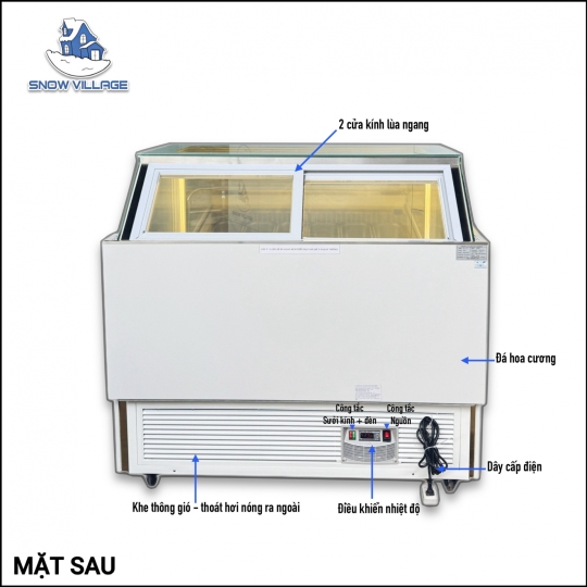 Tủ đông trưng bày kem kính cong 12 khay BL-1.2