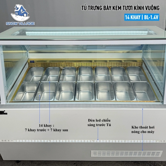 Tủ đông trưng bày kem tươi 14 khay BL-1.4V