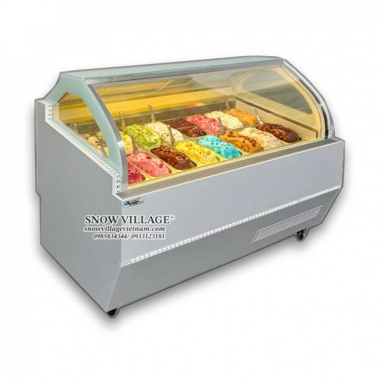 Tủ trưng bày kem kính cong 16 khay BL-1.6
