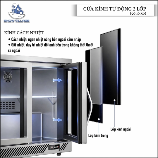 Tủ mát quầy bar 3 cửa kính BT-1350FS