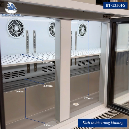 Tủ mát quầy bar 3 cửa kính BT-1350FS