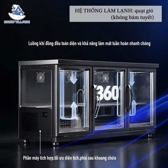 Tủ mát quầy bar 3 cửa kính BT-1350FS