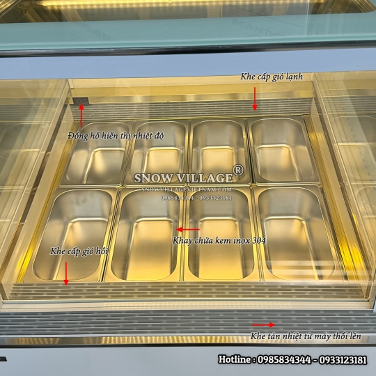 Tủ đông trưng bày kem tươi 8 khay BL-0.8V