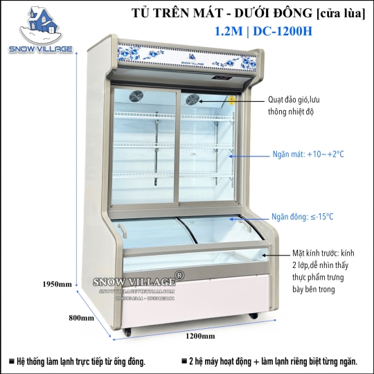 Tủ trưng bày trên mát-dưới đông DC-1200H