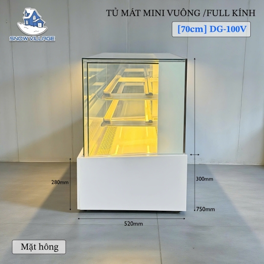 Tủ mát mini vuông full kính 70cm DG-100V