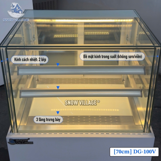 Tủ mát mini vuông full kính 70cm DG-100V