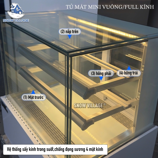 Tủ mát mini vuông full kính 70cm DG-100V