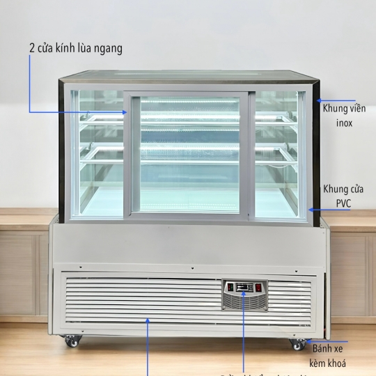 Tủ bánh kem thiết kế 1.2m 3 tầng DG-1200