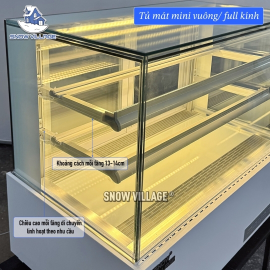 Tủ mát mini vuông full kính 1.2m DG-1200V