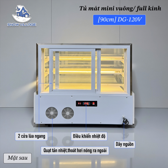 Tủ mát mini vuông full kính 90cm DG-120V
