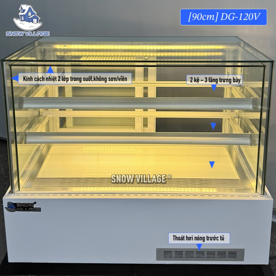 Tủ mát mini vuông full kính 90cm DG-120V