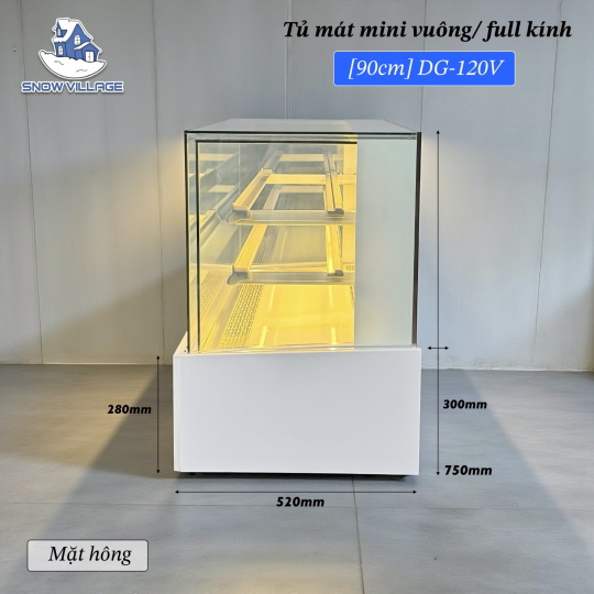 Tủ mát mini vuông full kính 90cm DG-120V