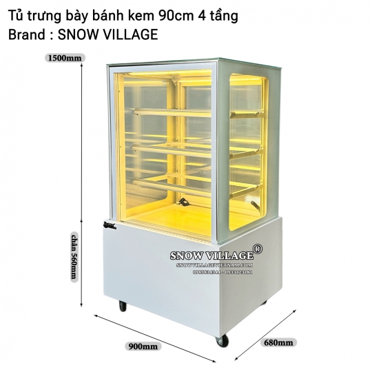 Tủ bánh kem 90cm 4 tầng GB-250-4L.Z4