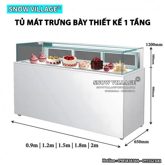 Tủ bánh kem thiết kế 1 tầng 1.5m GB-350-4L.Z1