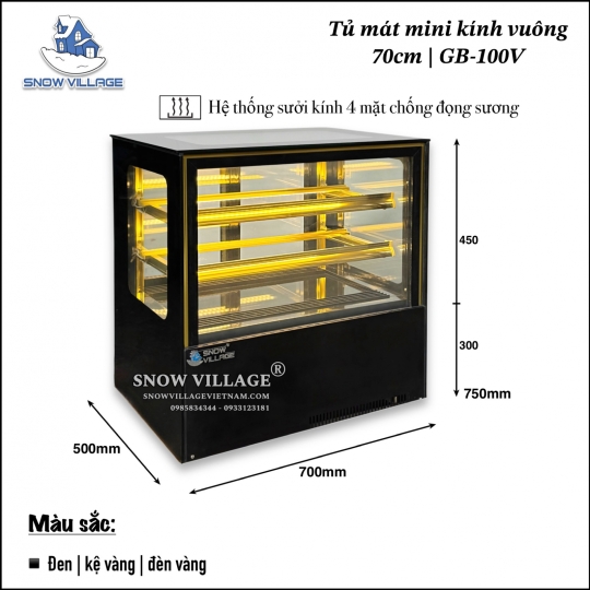 Tủ mát để bàn kính vuông 70cm GB-100V