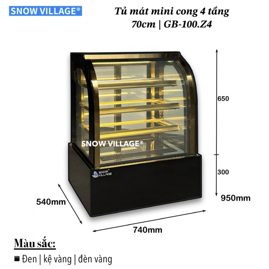 Tủ mát mini kính cong để quầy bar 4 tầng GB-100.Z4