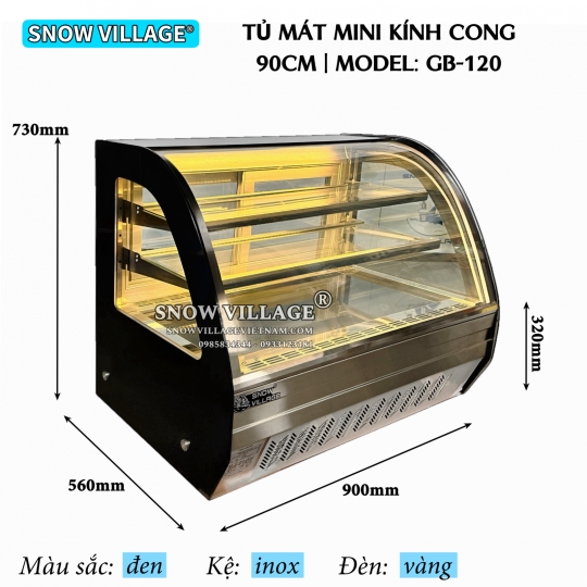 Tủ mát để bàn kính cong 90cm GB-120